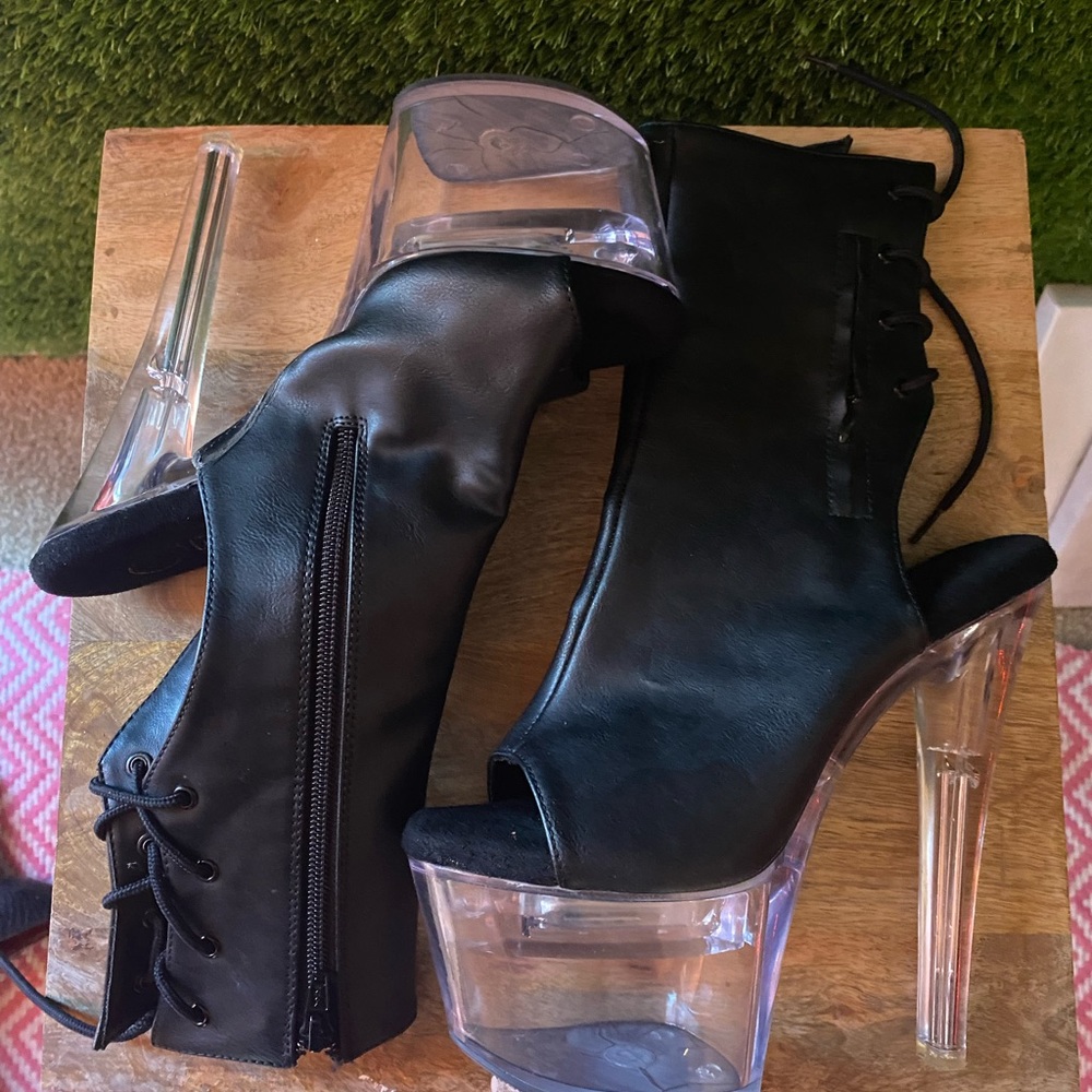 Dancewear Exotic Heels Stripper Black Acrylic Heels